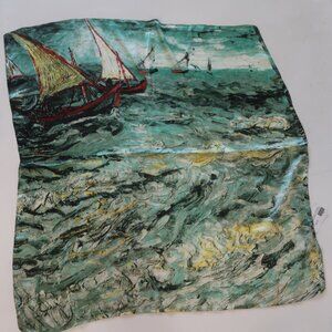 NWT Womens Tina Demel Green-Multi Design Scari Silk Square Scarf